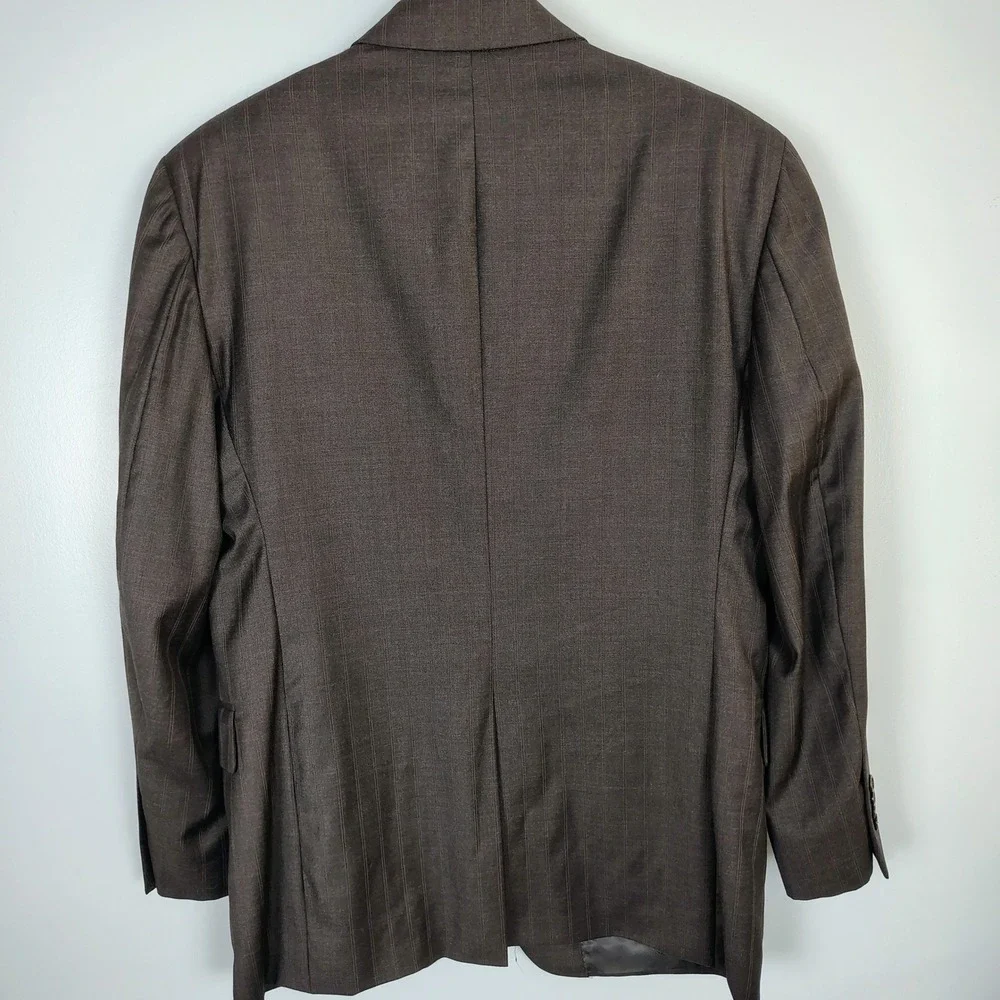 Jos A Bank Signature Gold Mens Brown Pinstripe Blazer Jacket Made in Italy 42R